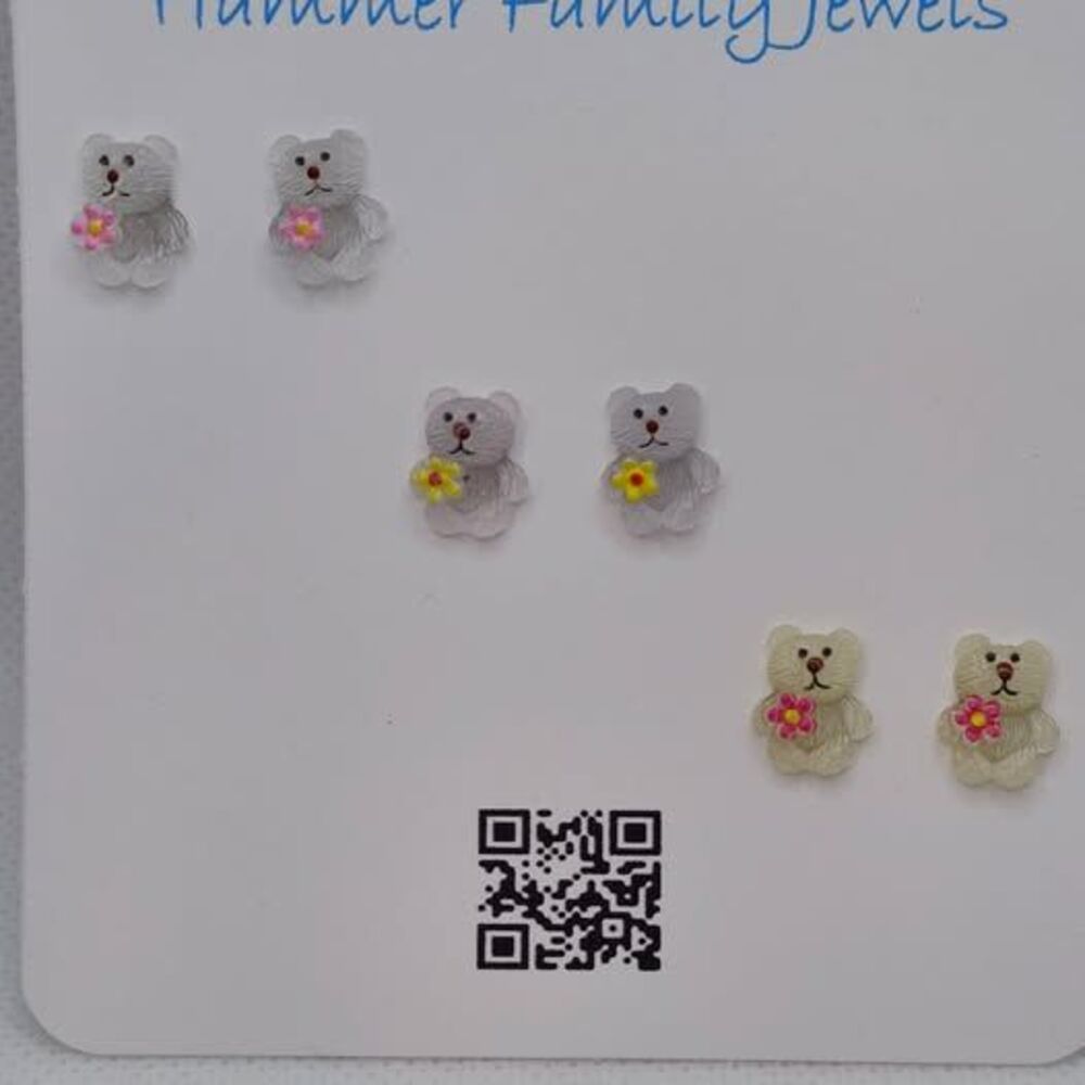 3 Glow in the Dark Bear Earrings